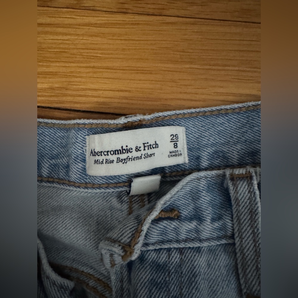 Abercrombie & Fitch Light Blue High-Waisted Jean Shorts - Picture 3 of 3
